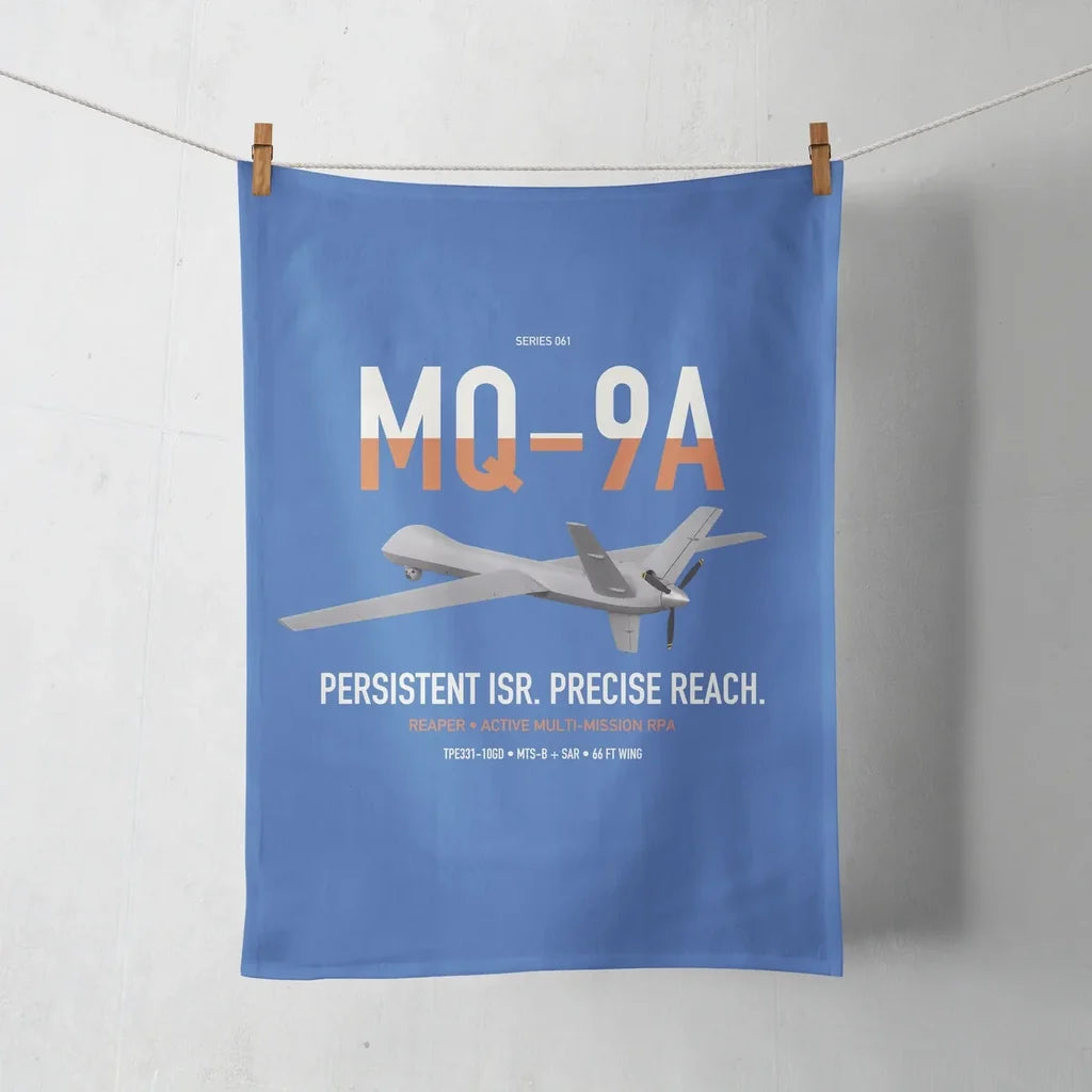 MQ-9A Reaper design on blue towel