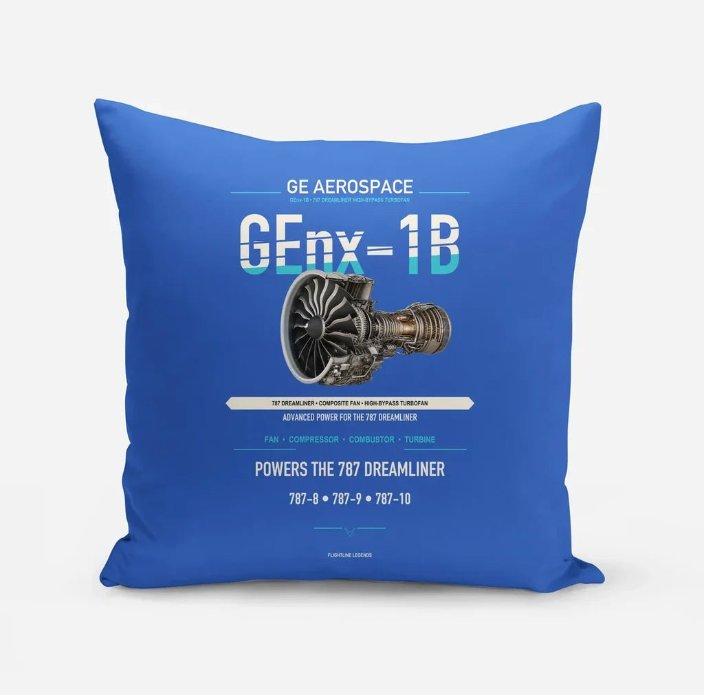 GEnx-1B design on blue pillow