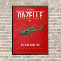 Thumbnail for Westland Gazelle AH1 vertical canvas print - framed - red background