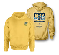 Thumbnail for Cessna 182 Skylane design on yellow double-side hoodie, double-side print