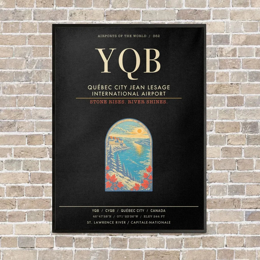 Quebec City Jean Lesage International Airport YQB - Canvas Framed - Black