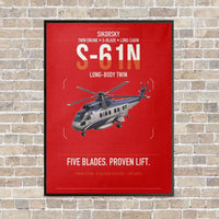 Thumbnail for Sikorsky S-61N vertical canvas print - framed - red background