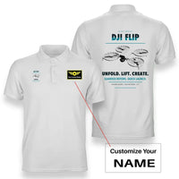 Thumbnail for DJI Flip design on white polo with custom name badge