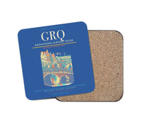 Thumbnail for Groningen Airport Eelde (GRQ) design on blue 1 piece coaster
