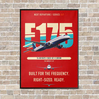 Thumbnail for Embraer E175 vertical canvas print - framed - red background