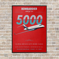Thumbnail for Bombardier Global 5000 vertical canvas print - framed - red background