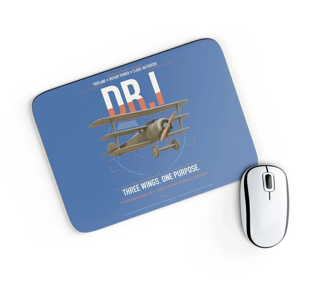 Fokker Dr.I design on blue rectangle mouse pad