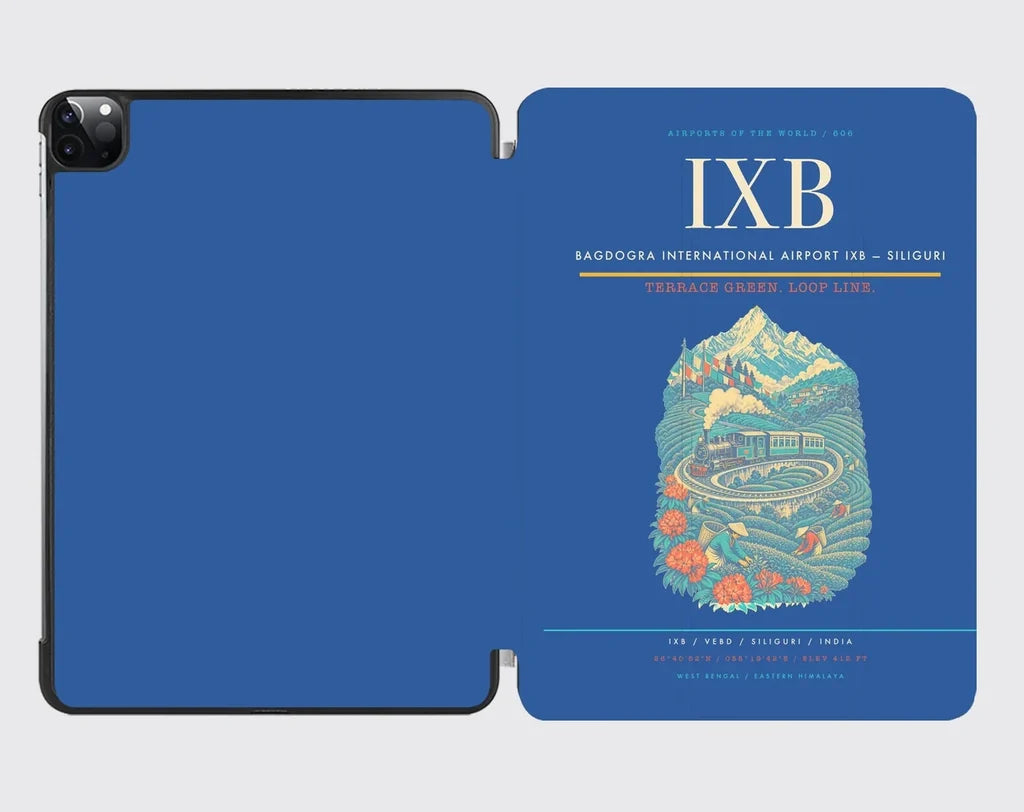 Bagdogra International Airport (IXB) design on blue ipad tablet case