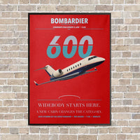 Thumbnail for Bombardier Challenger 600 vertical canvas print - framed - red background
