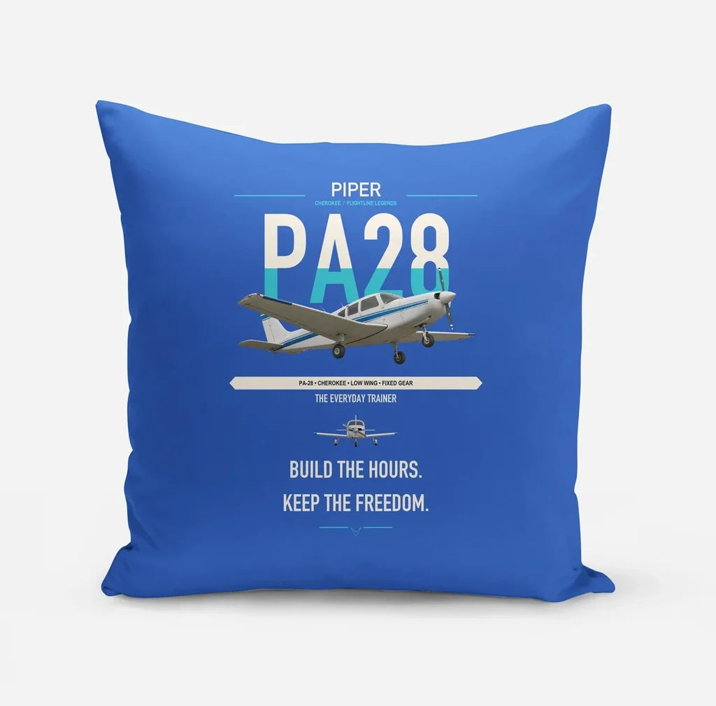 Piper PA-28 Cherokee design on blue pillow