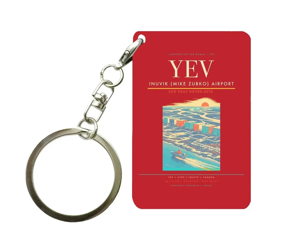 Inuvik (Mike Zubko) Airport (YEV) design on red key chain