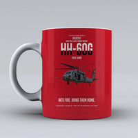 Thumbnail for Sikorsky HH-60G Pave Hawk design on red ceramic mug, double-side print