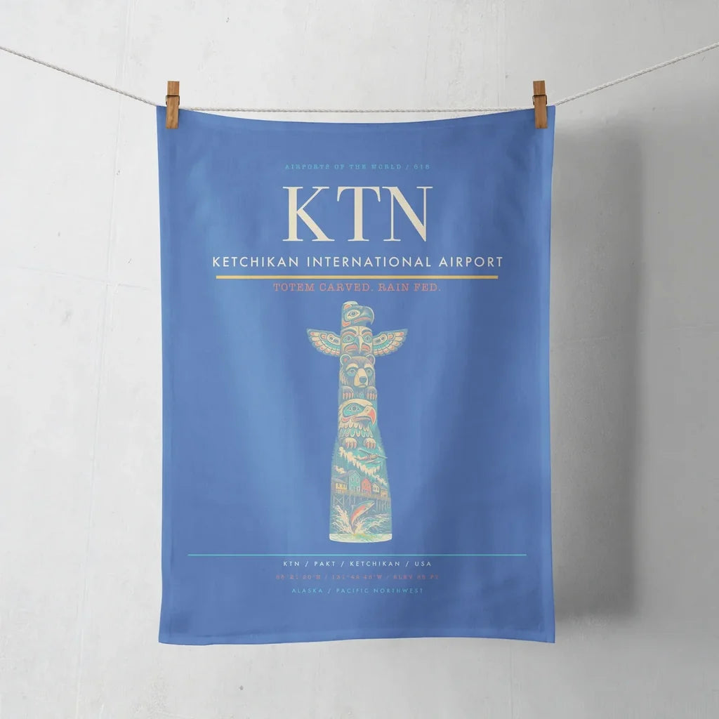 Ketchikan International Airport (KTN) design on blue towel