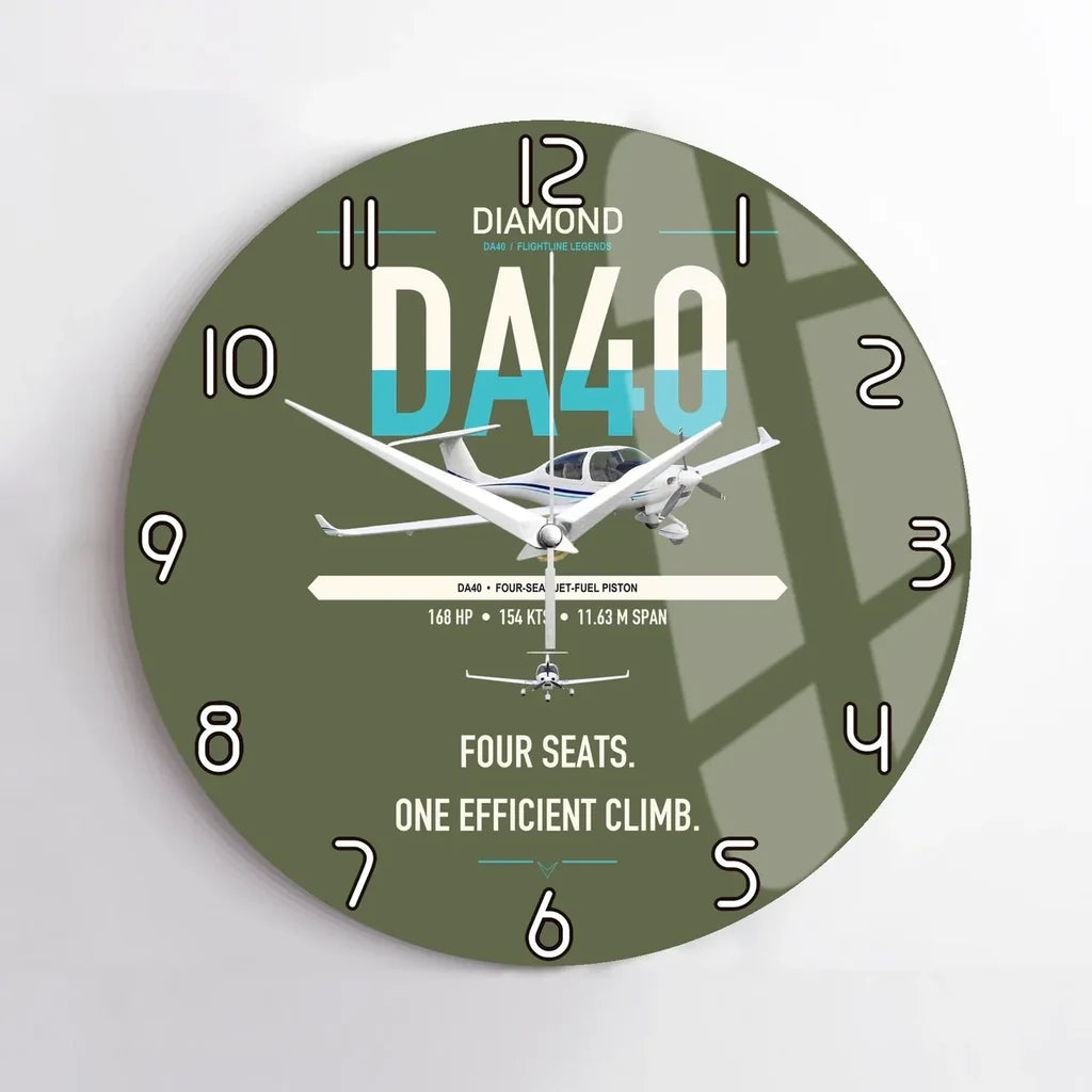 Diamond DA40 design on green army no frame wall clock