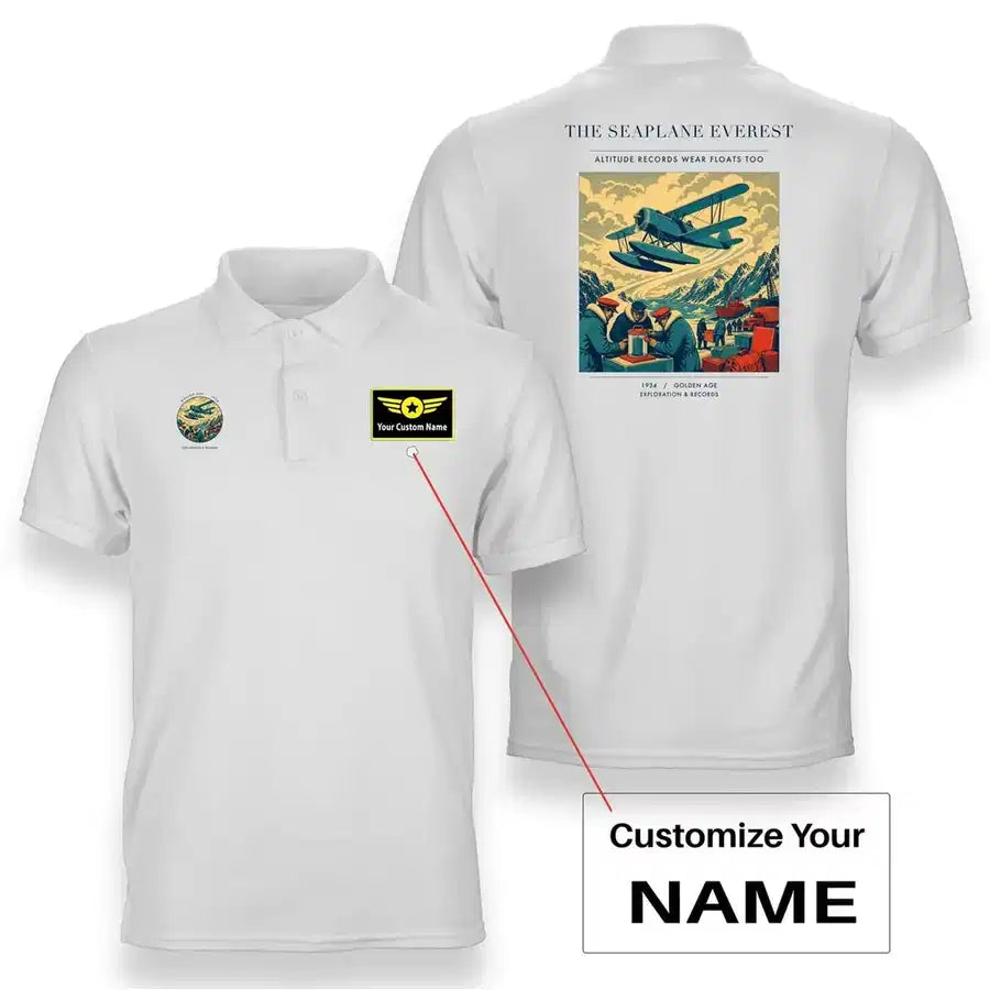 VINTAGE G4296 - The Seaplane Everest - Double-Side Polo T-Shirt design on white+name