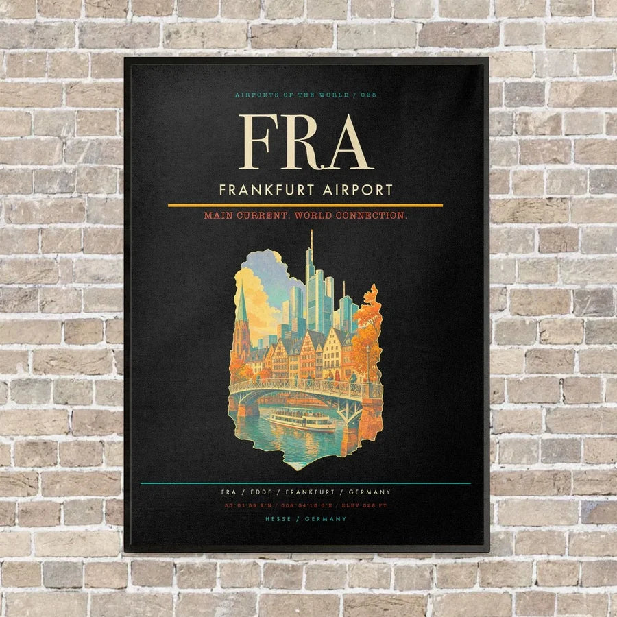 Frankfurt Airport FRA - Canvas Framed - Black