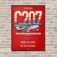 Thumbnail for Cessna T207A Stationair 8 vertical canvas print - framed - red background
