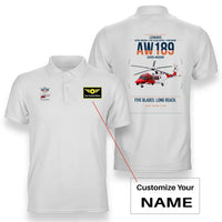 Thumbnail for Leonardo AW189 design on white+name double-side polo t-shirt, double-side print