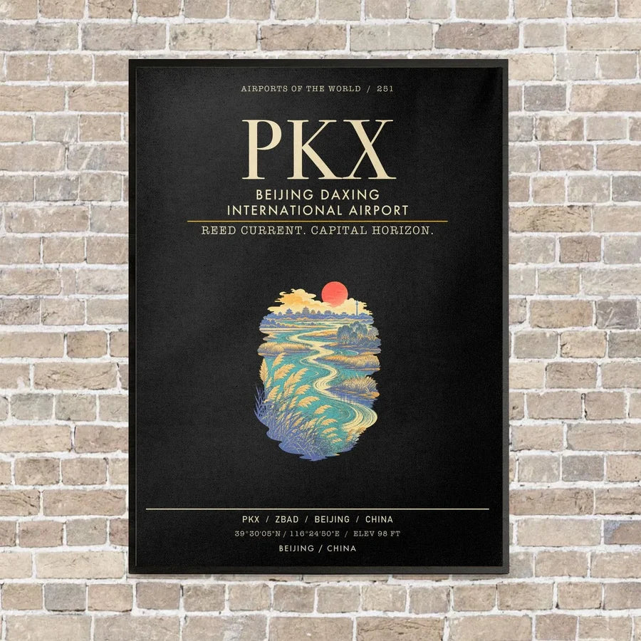 Beijing Daxing International Airport PKX - Canvas Framed - Black
