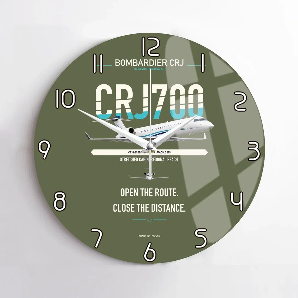 Bombardier CRJ700 design on green army no frame wall clock