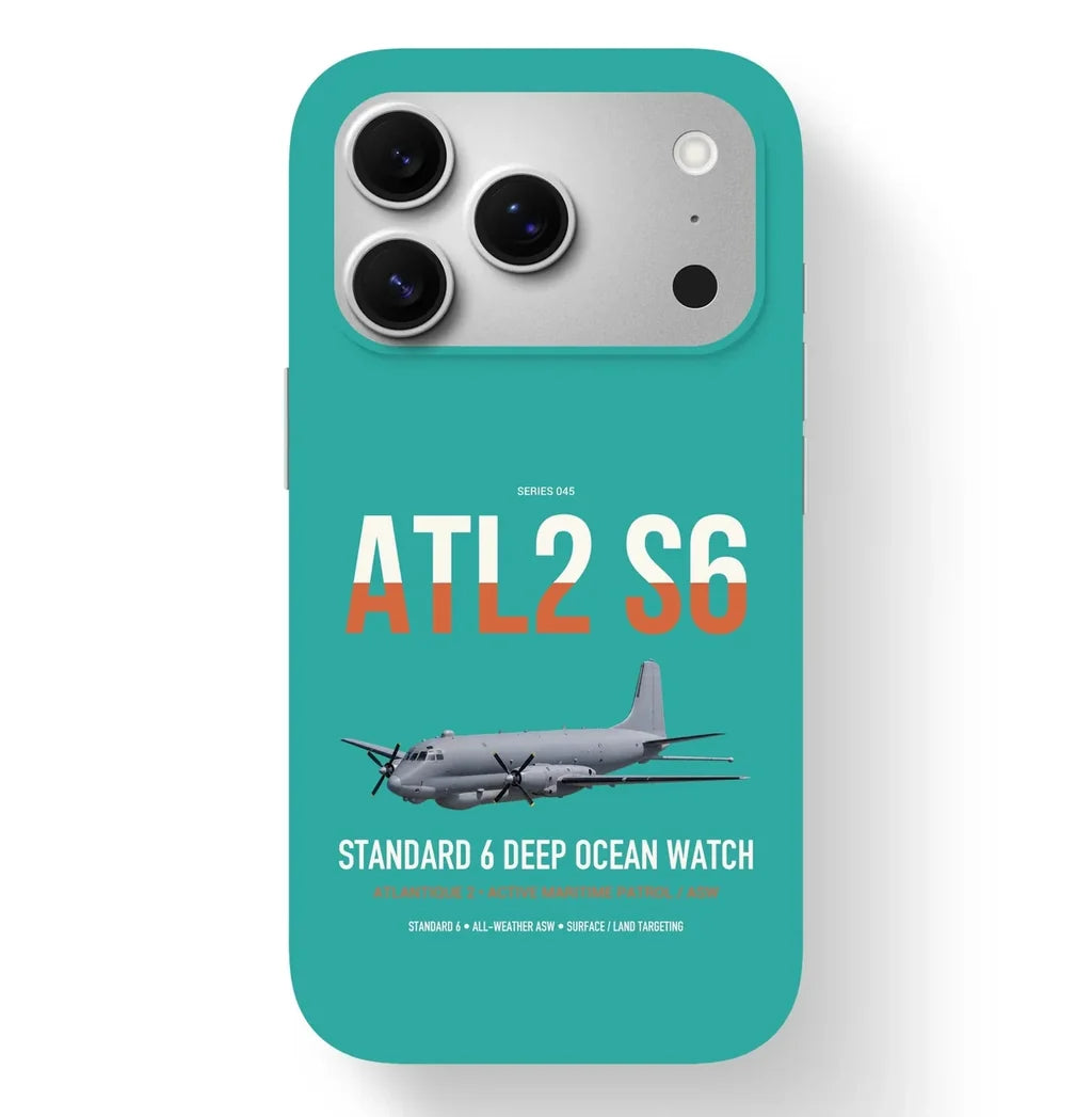 Atlantique 2 Standard 6 design on turquoise magsafe iphone case, for iPhone 17 Pro