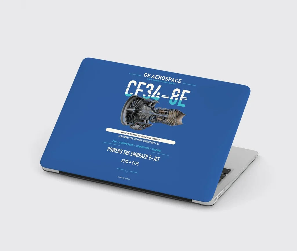 CF34-8E design on blue MacBook case