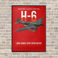 Thumbnail for Heinkel He 111H-6 vertical canvas print - framed - red background