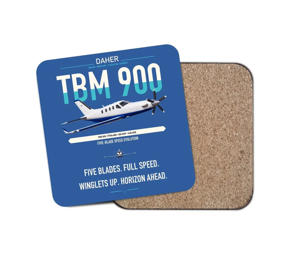 Daher TBM 900 design on blue 1 piece coaster