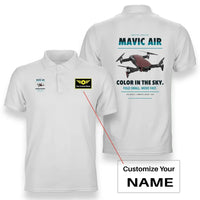 Thumbnail for DJI Mavic Air design on white polo with custom name badge