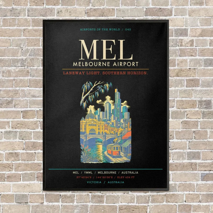 Melbourne Airport MEL - Canvas Framed - Black