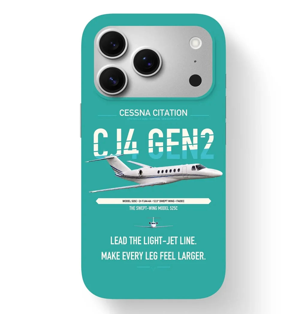 Cessna Citation CJ4 Gen2 design on turquoise magsafe iphone case, for iPhone 17 Pro