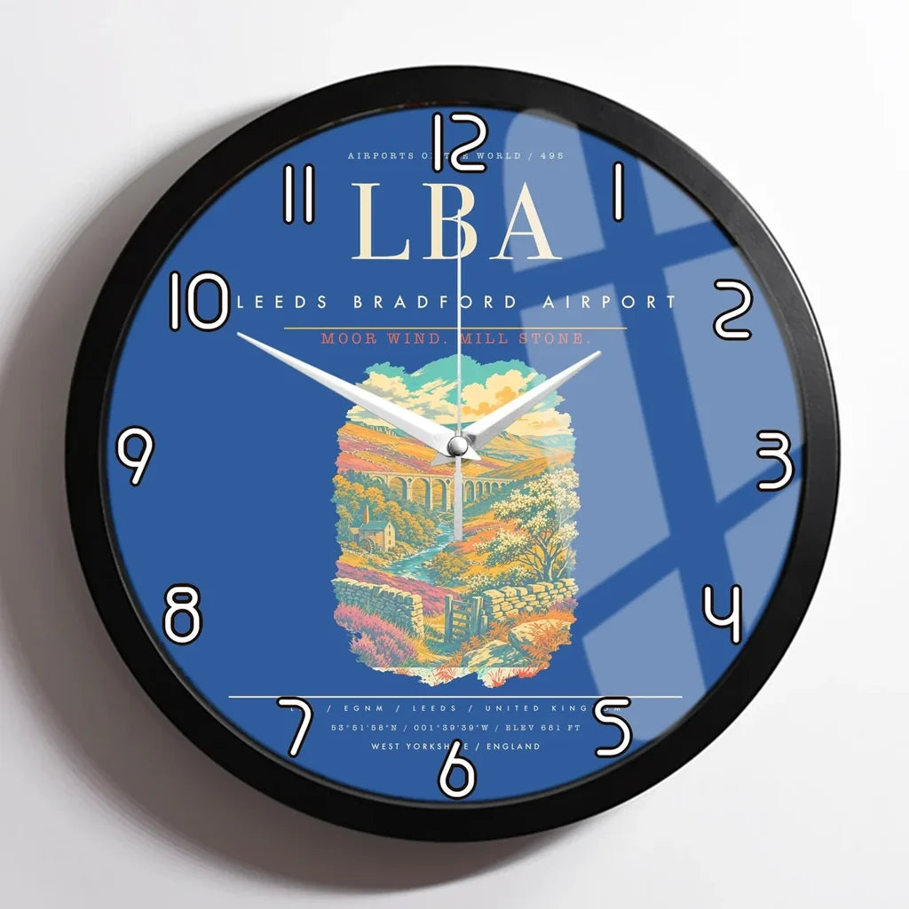 Leeds Bradford Airport LBA Wall-Clock Framed - Blue