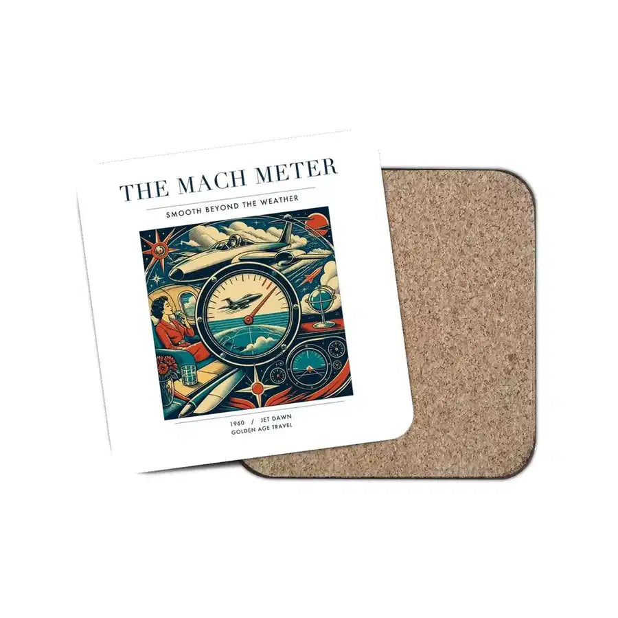 The Mach Meter - Designed Coasters design on white 1-piece