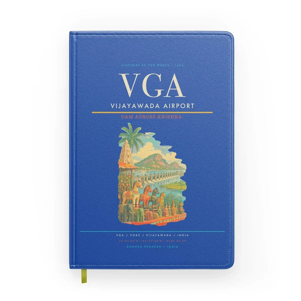 Vijayawada Airport (VGA) design on blue notebook