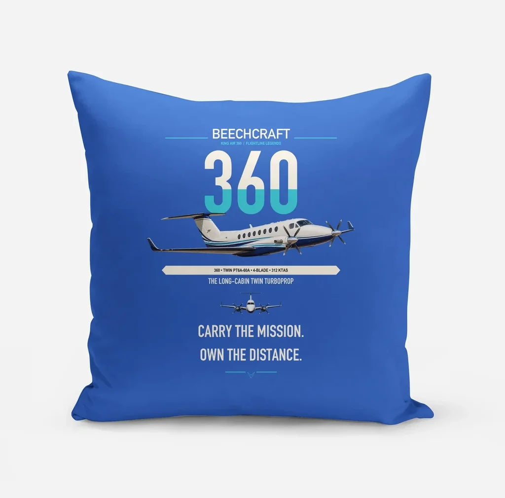 Beechcraft King Air 360 design on blue pillow