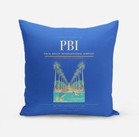 Thumbnail for Palm Beach International Airport (PBI) design on blue pillow