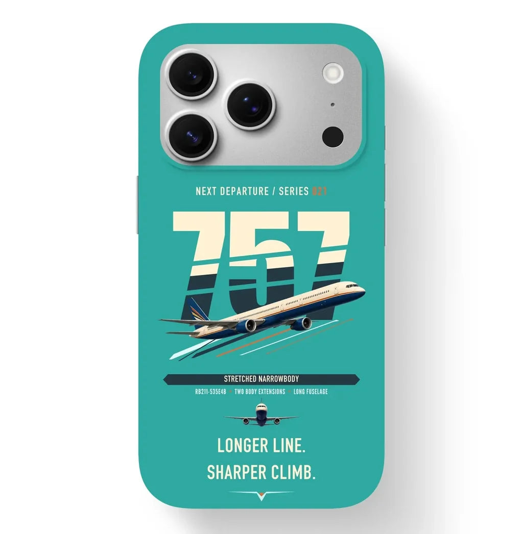 Boeing 757-300 design on turquoise magsafe iphone case