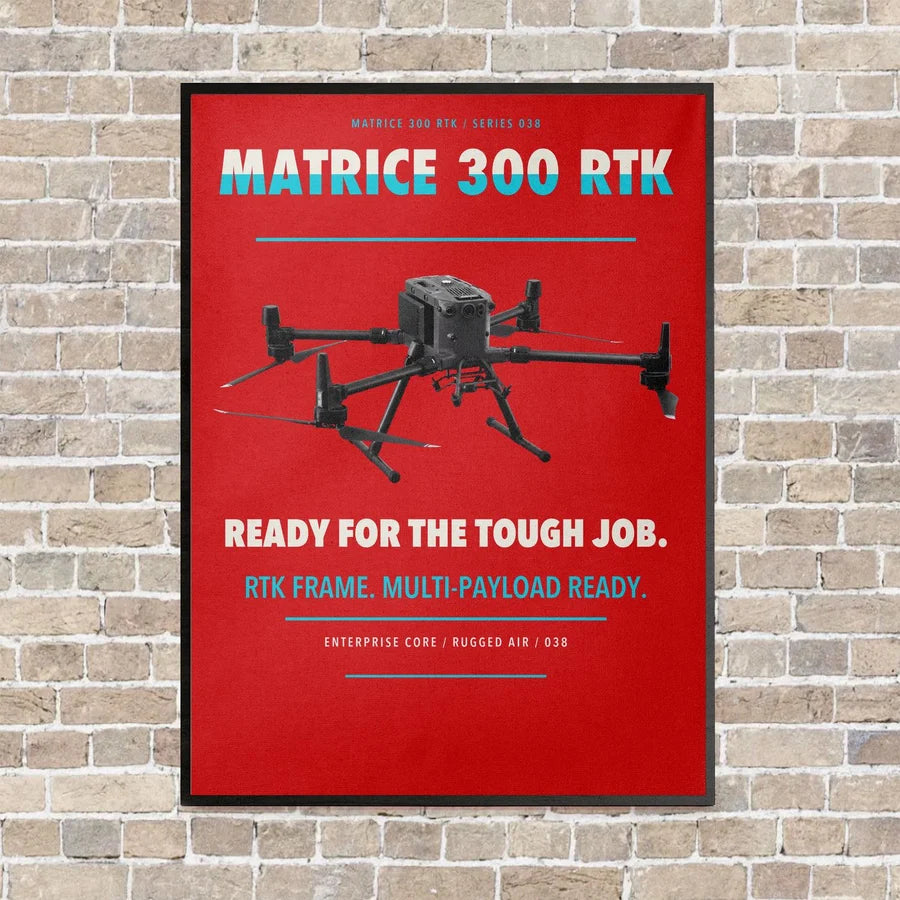 DJI Matrice 300 RTK vertical canvas print - framed - red background