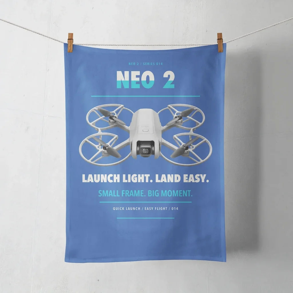 DJI Neo 2 design on blue towel