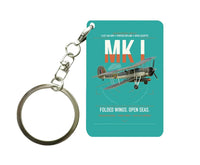 Thumbnail for Fairey Swordfish Mk I design on turquoise designed key chain, double-side print