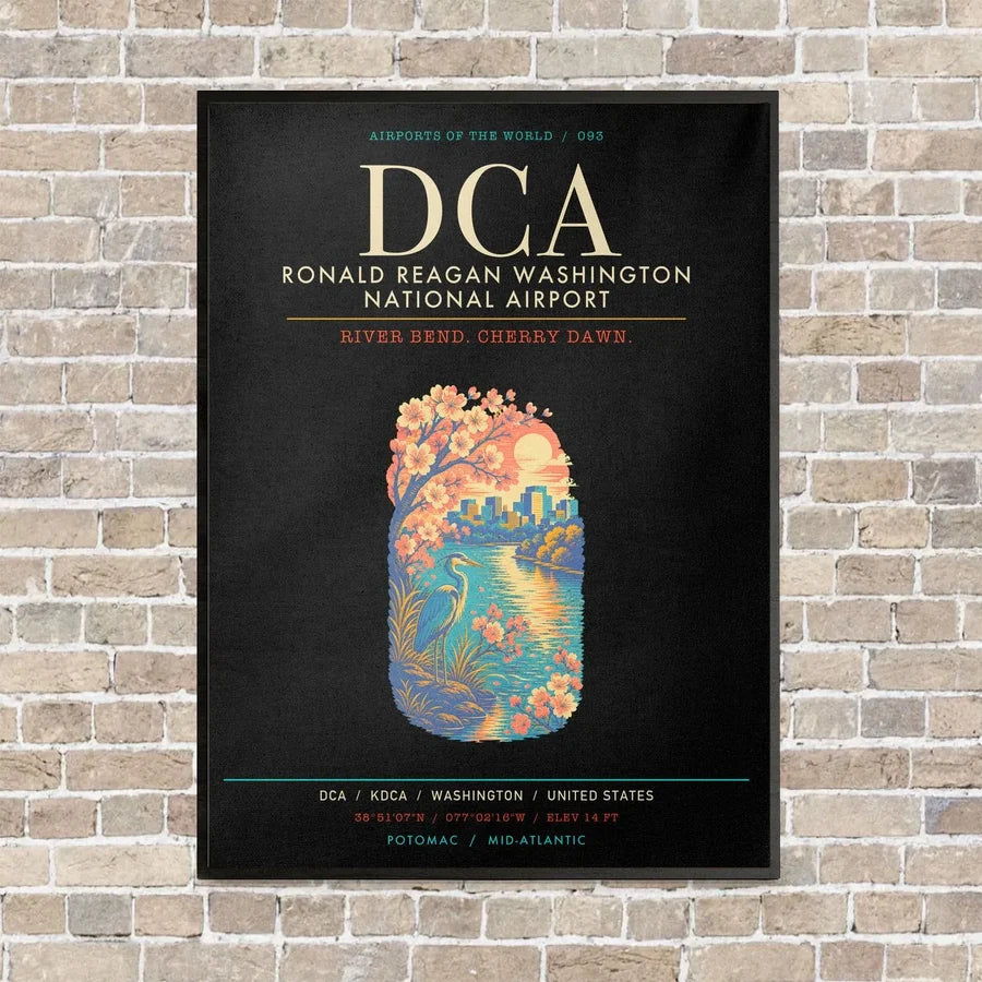 Ronald Reagan Washington National Airport DCA - Canvas Framed - Black