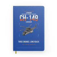 Thumbnail for Leonardo CH-149 Cormorant design on blue notebook