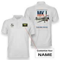 Thumbnail for Fairey Swordfish Mk I design on white+name double-side polo t-shirt, double-side print