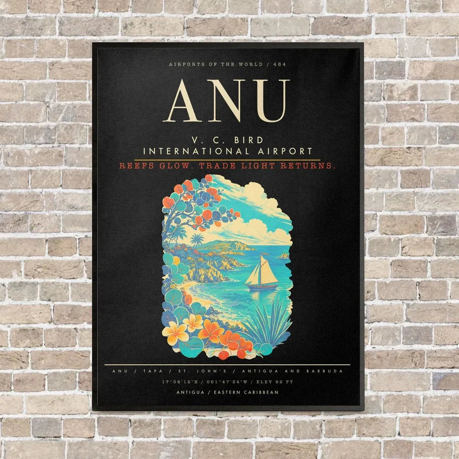 V. C. Bird International Airport ANU - Canvas Framed - Black