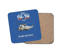 Thumbnail for Sikorsky SH-3H Sea King design on blue 1 piece coaster