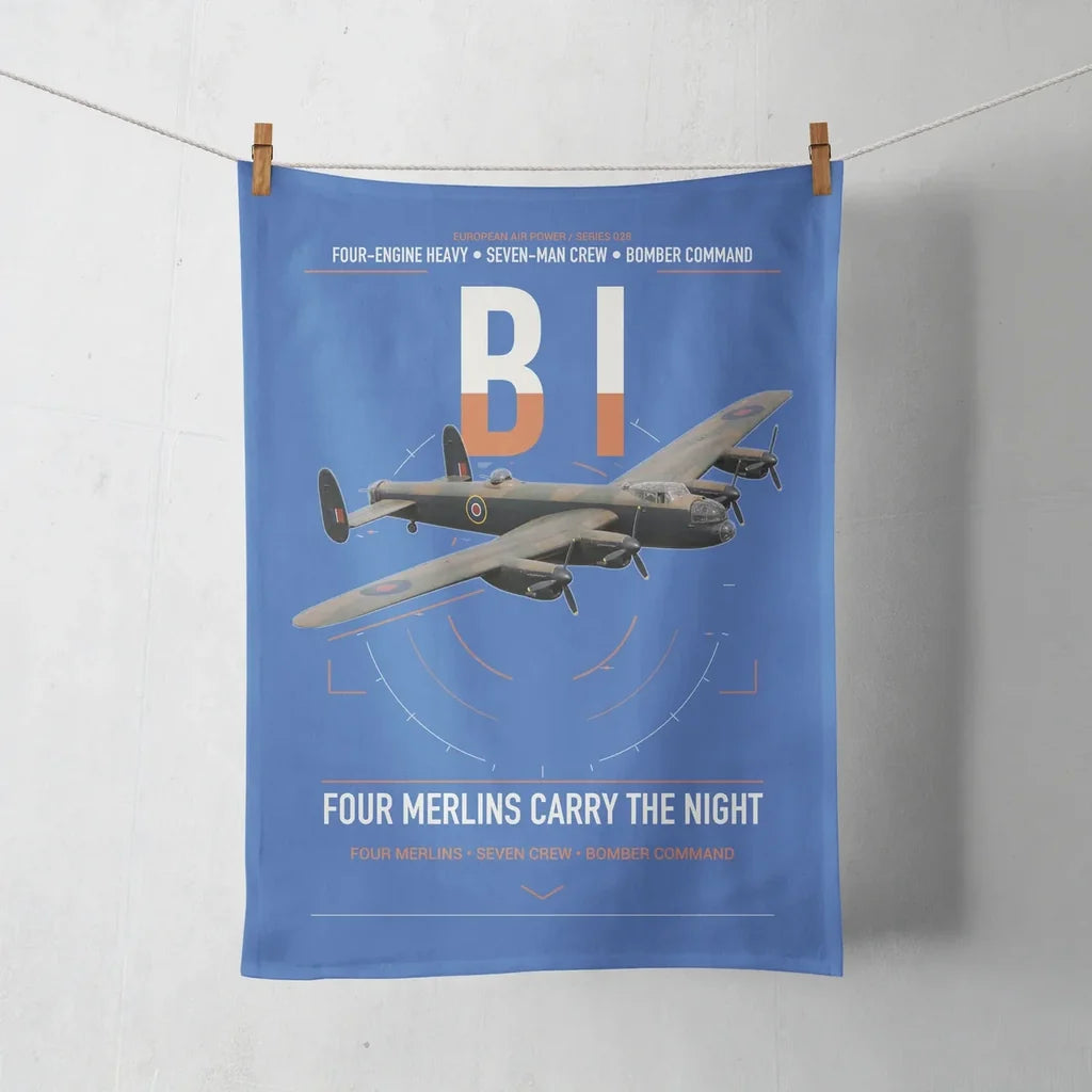 Avro Lancaster B I design on blue towel