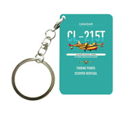 Thumbnail for Canadair CL-215T design on turquoise designed key chain, double-side print
