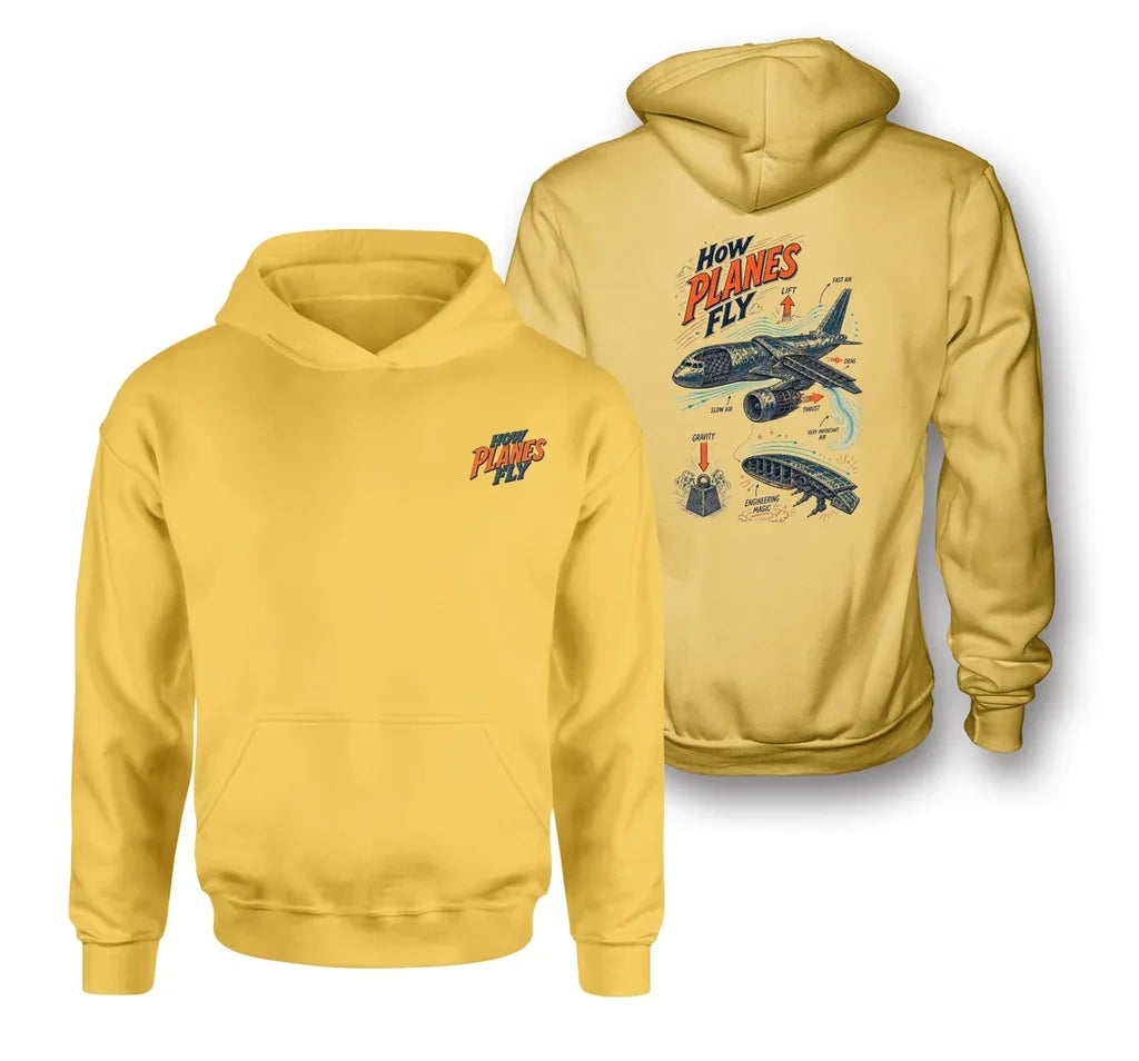 SIGNAL 616 - How Planes Fly V2 - Double-Side Hoodie design on yellow double side hoodie