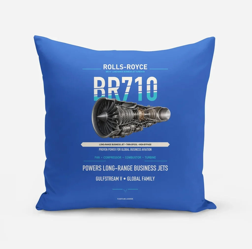 BR710 design on blue pillow