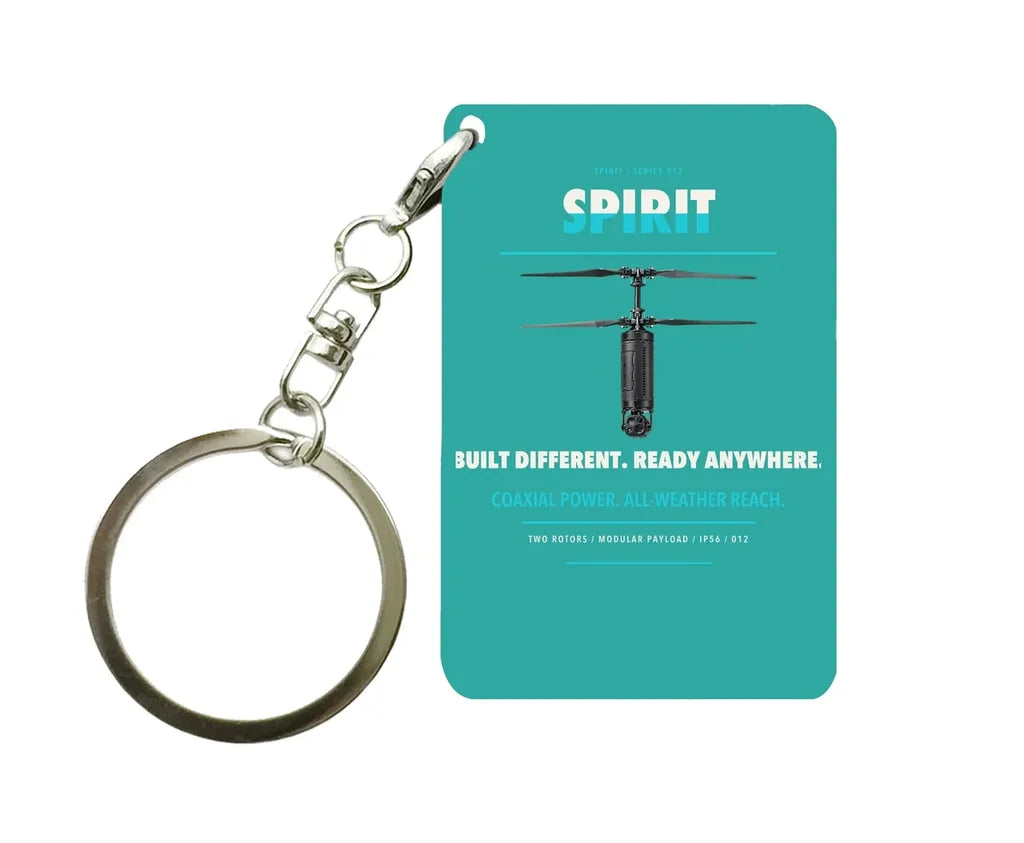 Ascent AeroSystems Spirit Key Chain design on turquoise key chain